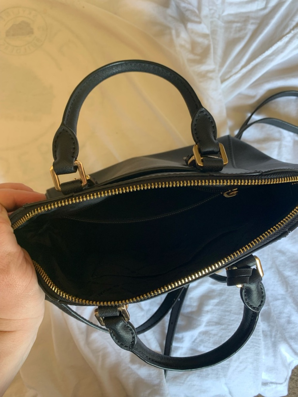 Michael Kors Black Saffiano Satchel with Gold MK Pendant - Picture 4 of 5